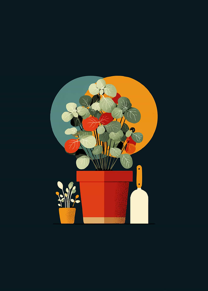 Potted Plants and Gardening Tool