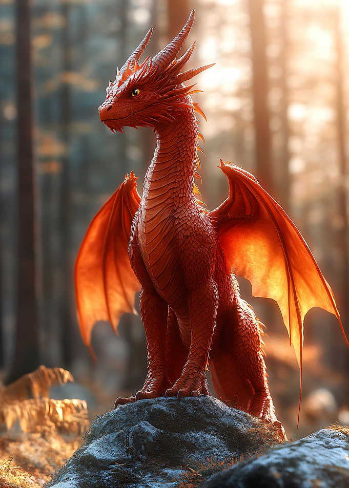 Red Dragon in Forest