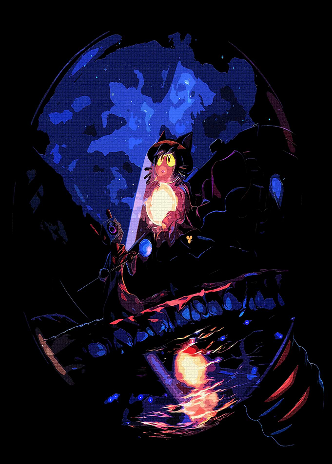 Niko holding a sun in a dark world
