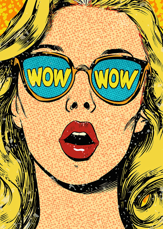 Pop Art Woman with 'WOW' Sunglasses