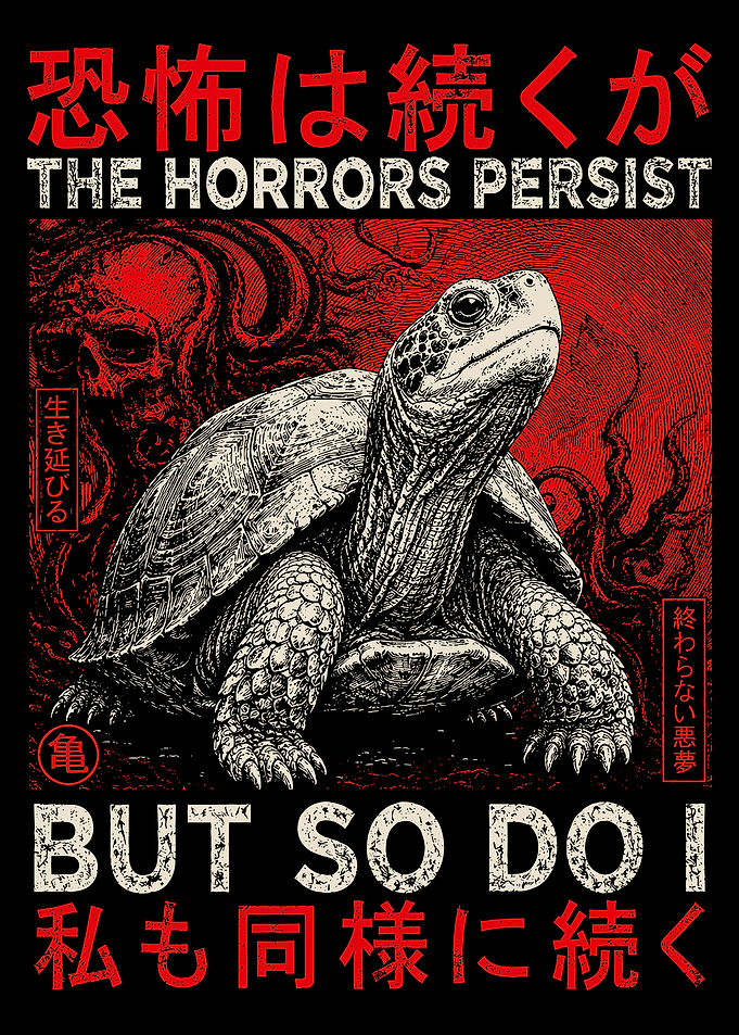The Horrors Persist But So Do I Turtle Gothic Poster Dark Resilience Wall Art