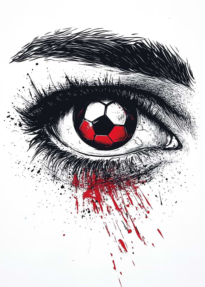 Soccer Ball Eye with Blood Splatter
