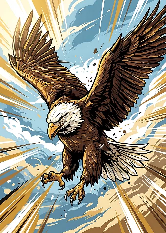 Majestic Bald Eagle Diving From the Sky