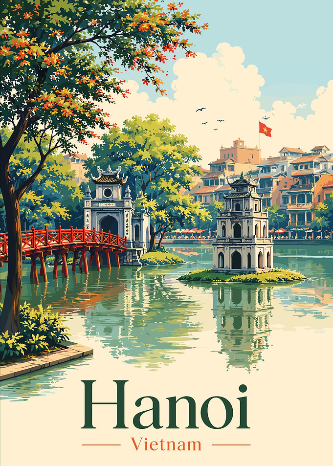 Hanoi Vietnam Travel Poster