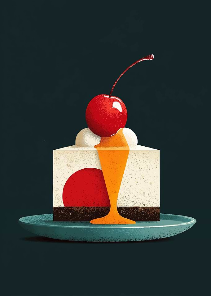 Dessert with Cherry and Sauce
