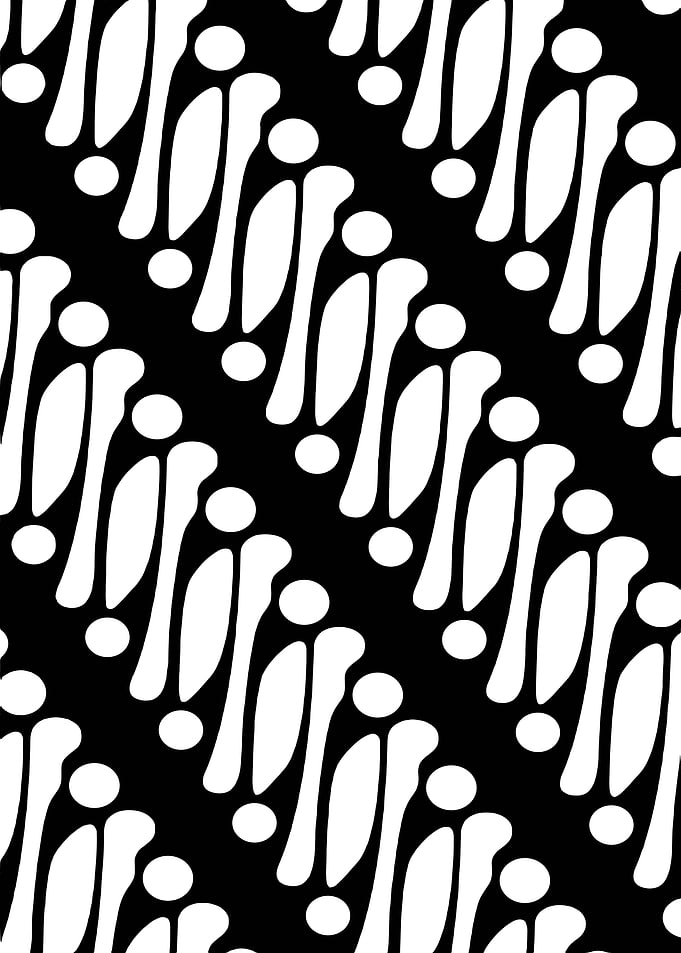 Batik Pattern with White Motifs on Black