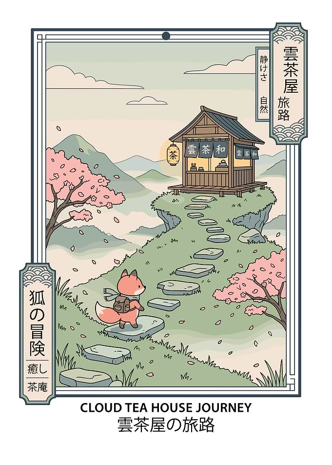 Fox on a journey to a tea house
