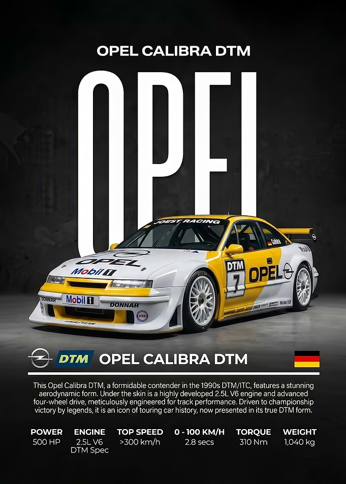 sleek race car Opel Calibra dtm poster