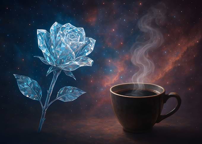 Crystal Rose and Coffee in Space