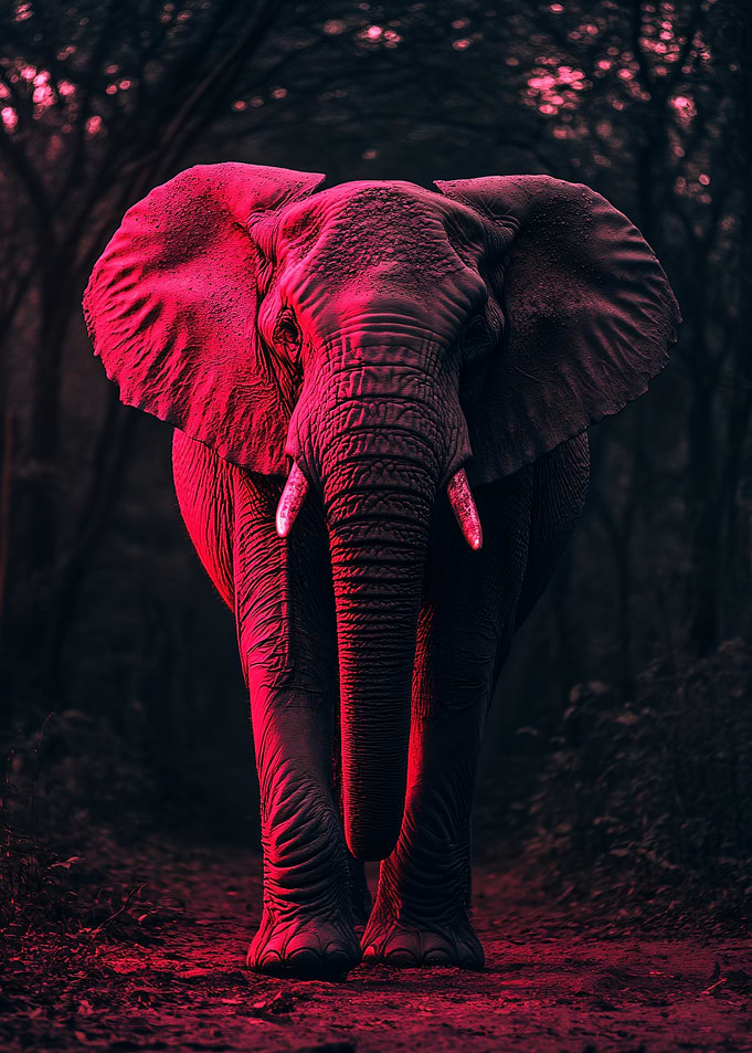Elephant in Red Forest