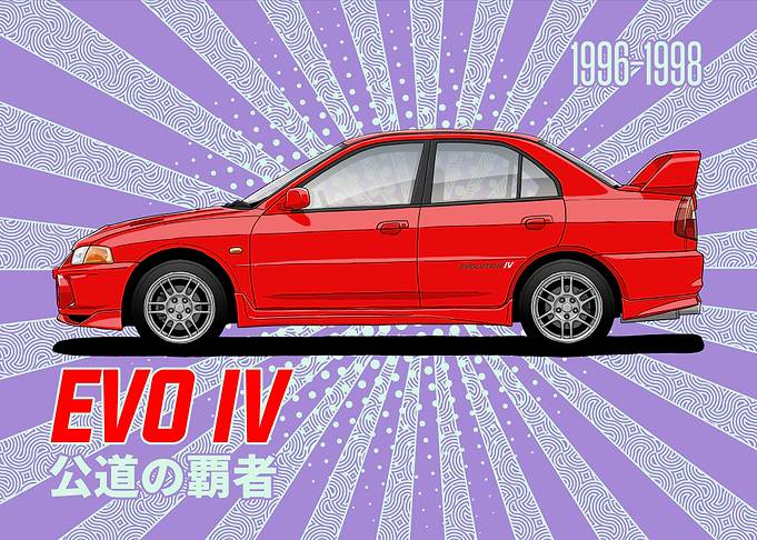 Red Mitsubishi Lancer Evolution IV