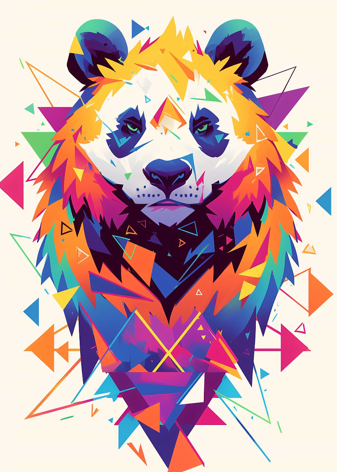 Geometric Panda Lion Art