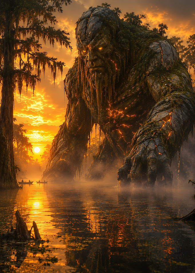 Giant Swamp Monster at Sunset