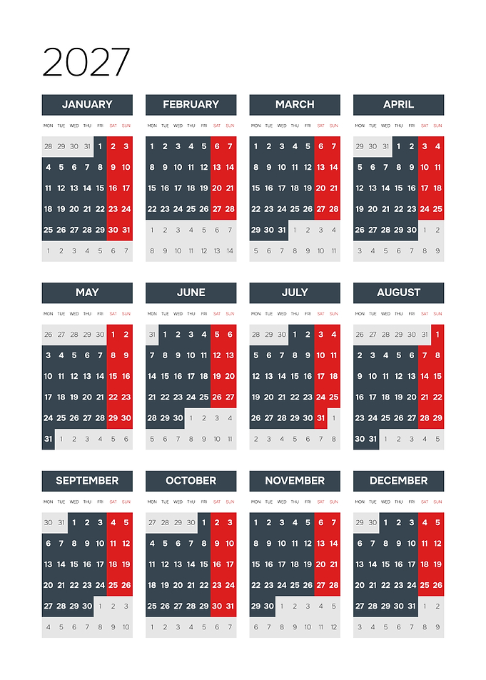 2027 Calendar Grid