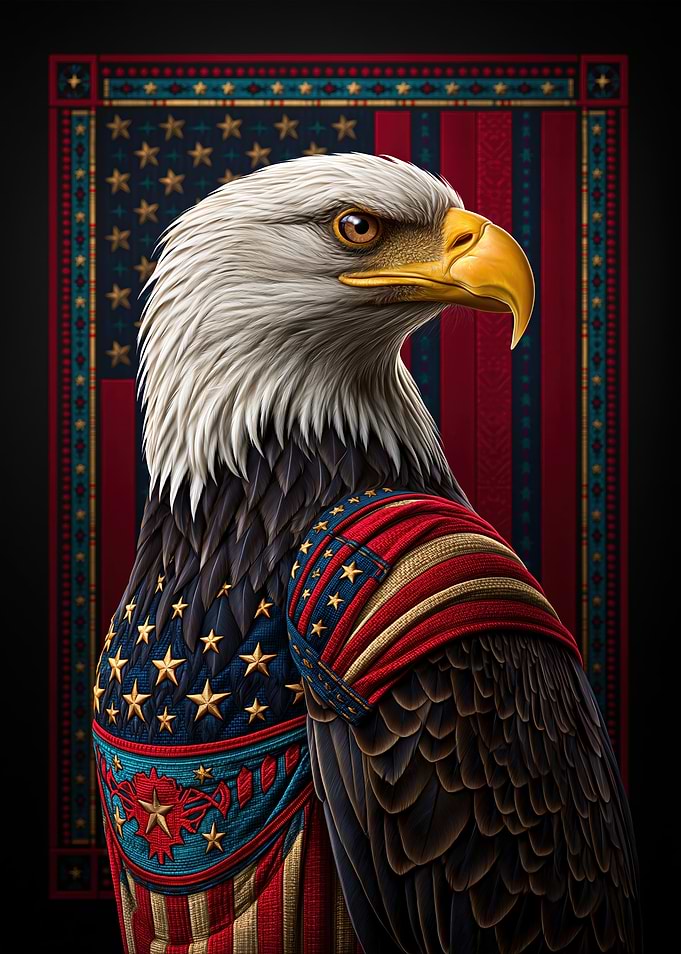 Patriotic Eagle with American Flag