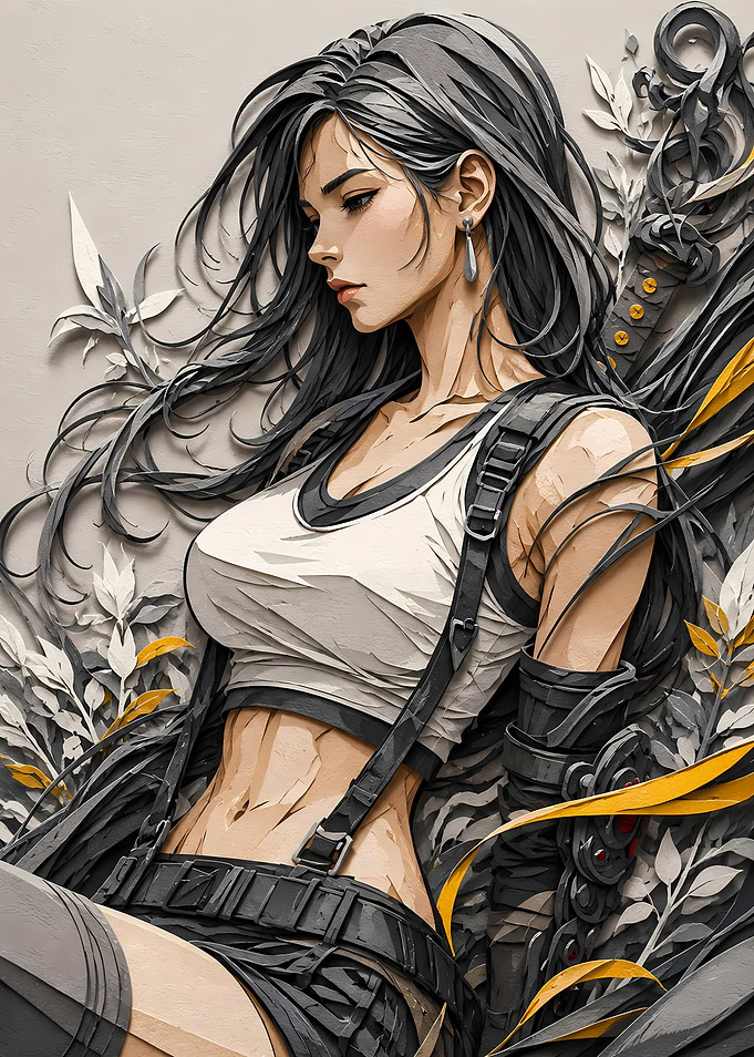 Anime warrior woman with sword