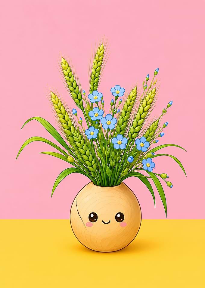 Cute Wheat and Flax Flower Vase