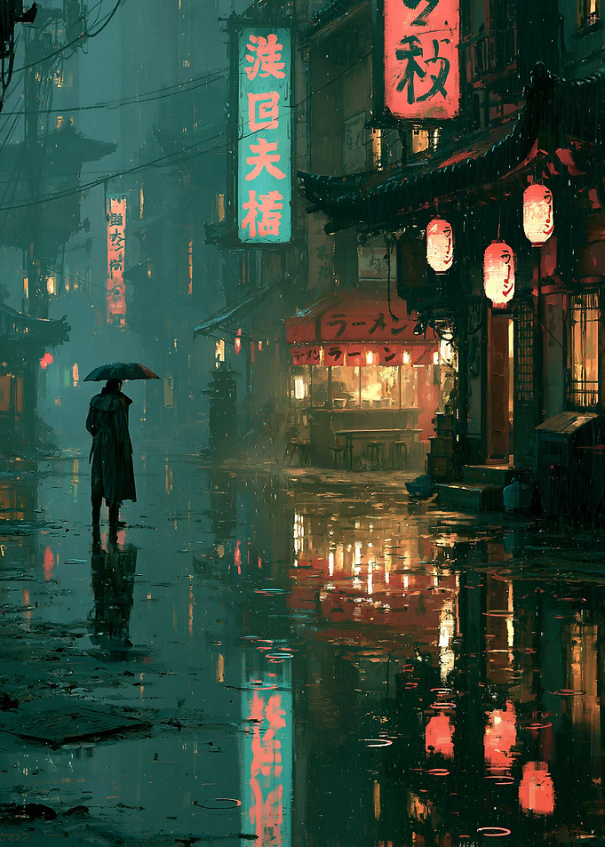 Cyberpunk Ramen Street Scene