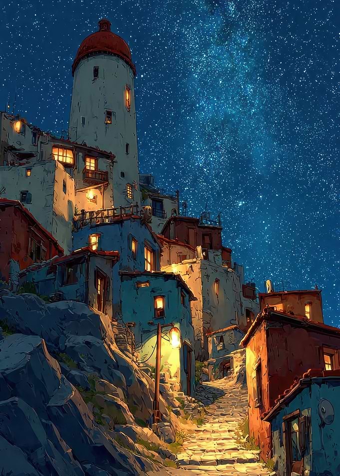 Village under the Milky Way
