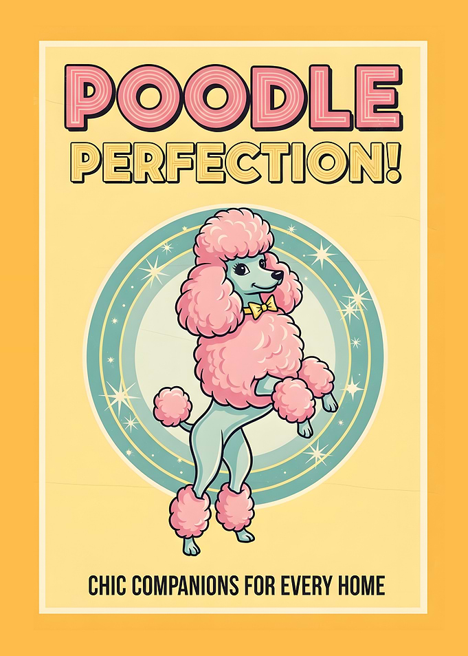 Poodle Perfection Vintage Poster