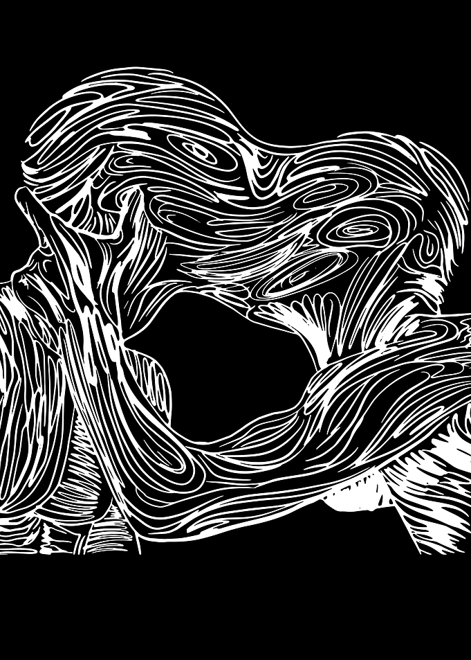 Abstract Embrace kiss