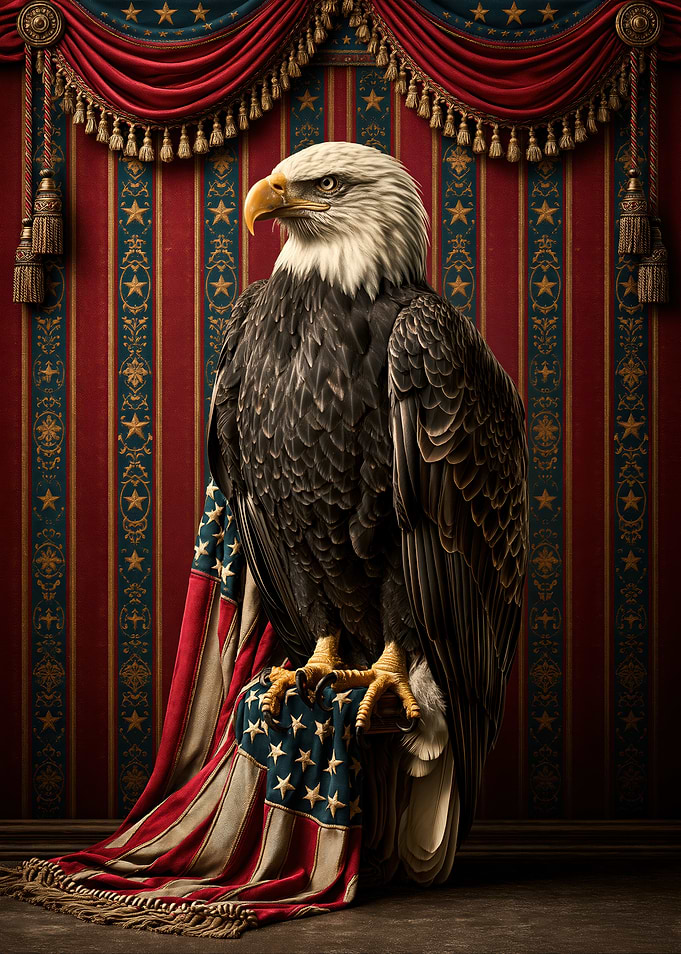 Bald Eagle with American Flag