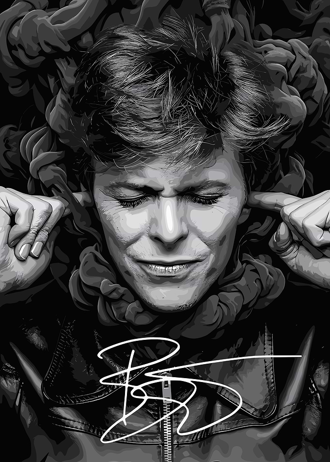 David Bowie Portrait with Smoke