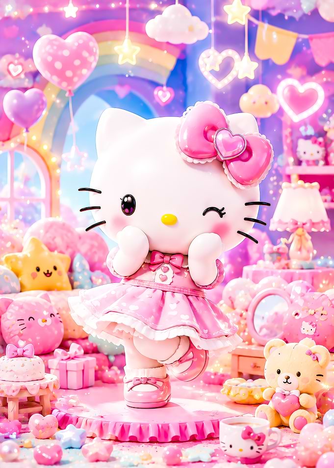 Hello Kitty in a Pink Dress