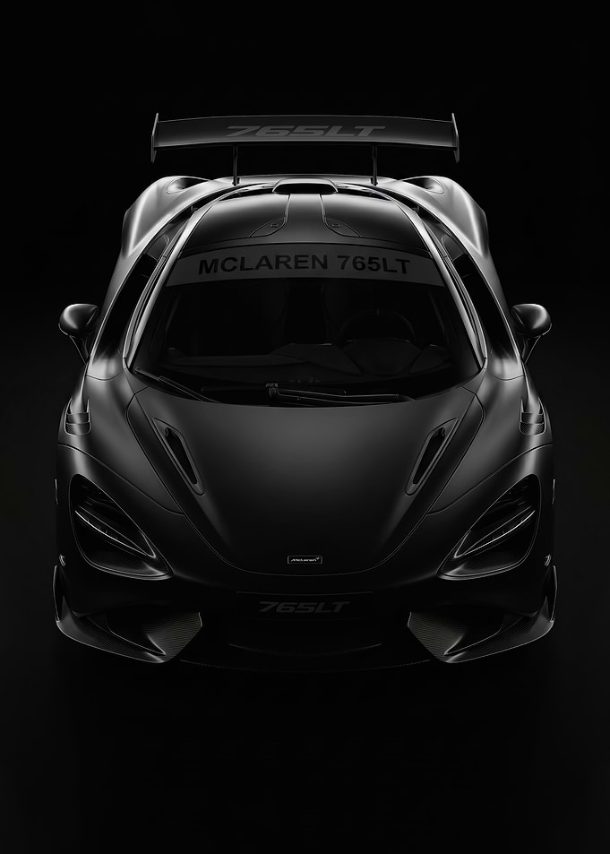 sleek black McLaren 765LT Supercar