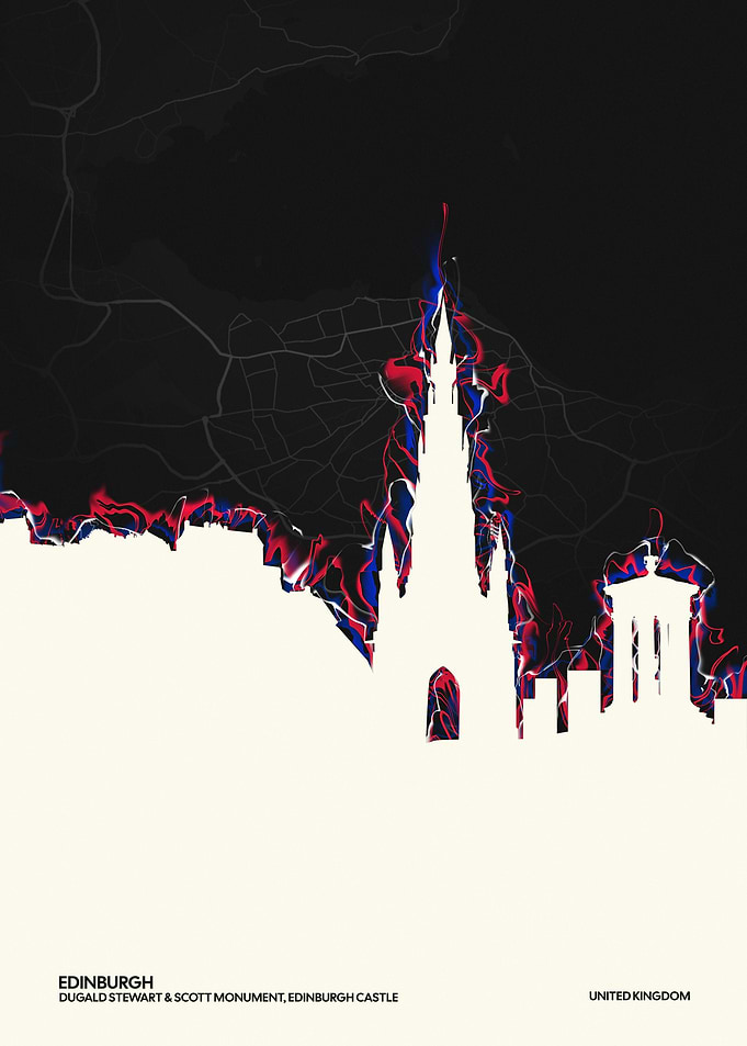 Edinburgh Skyline with Abstract Art
