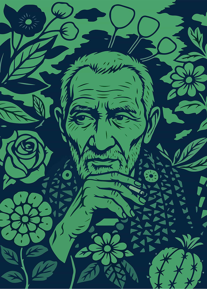Man in Floral Surroundings