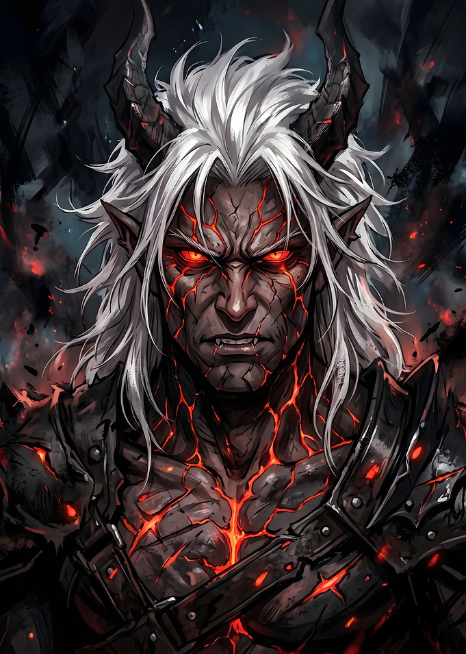 Fiery Demon Warrior Portrait