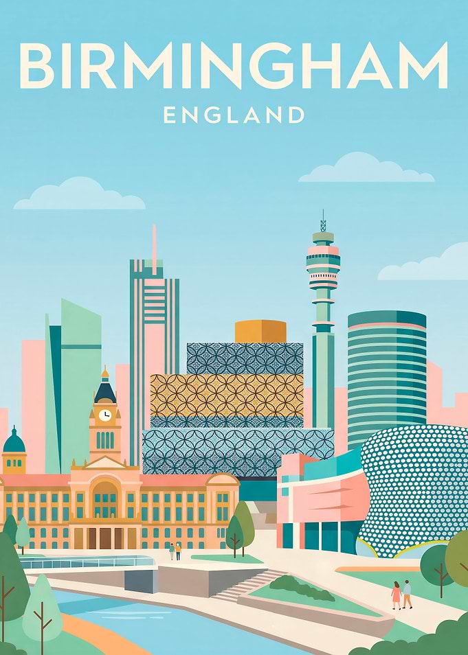 Birmingham England Skyline Poster