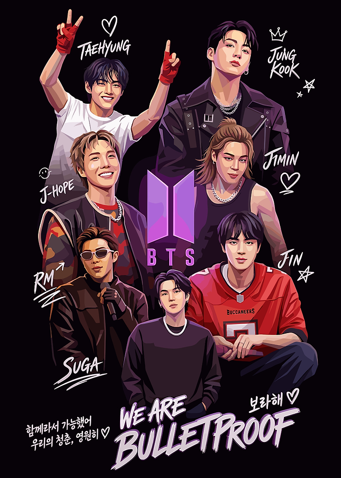 BTS 'We Are Bulletproof' Group Illustration
