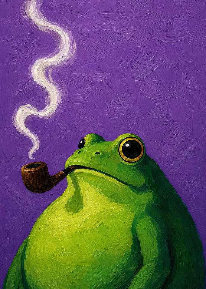 Frog smoking a pipe