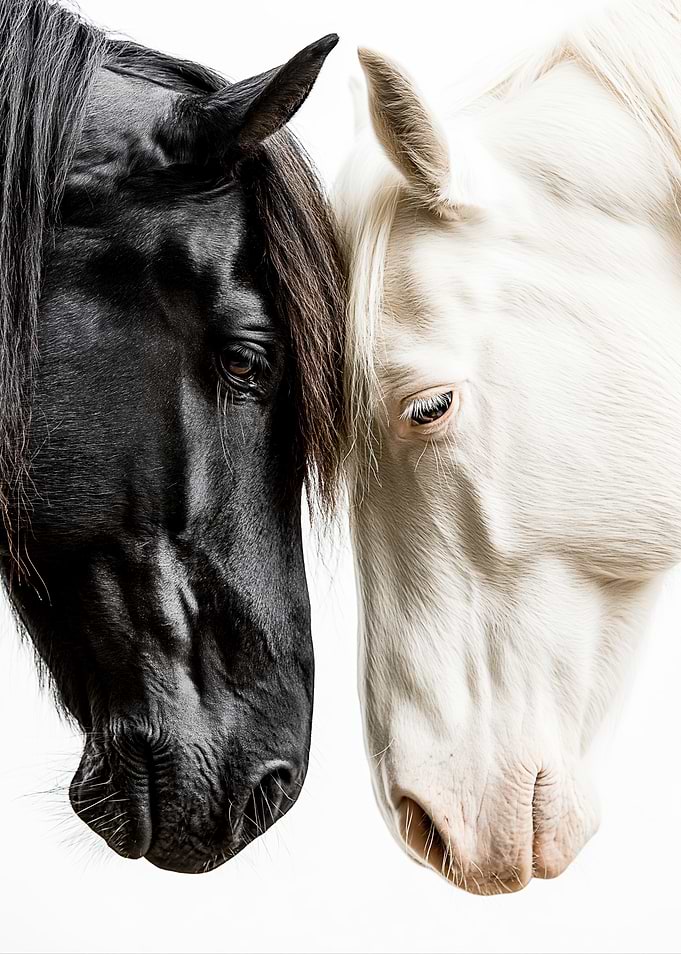 Black and White Horses Together