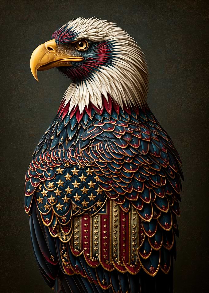 Patriotic Eagle with American Flag Design