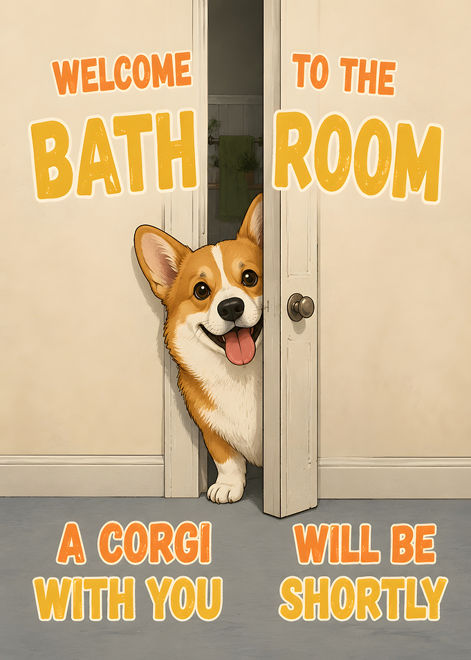 Corgi Peeking Through Door