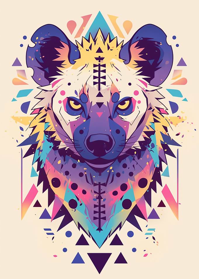 Geometric Hyena Portrait