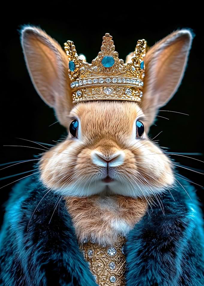 Regal Rabbit Wearing a Crown