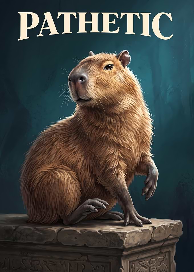 Pathetic Capybara on Stone Pedestal