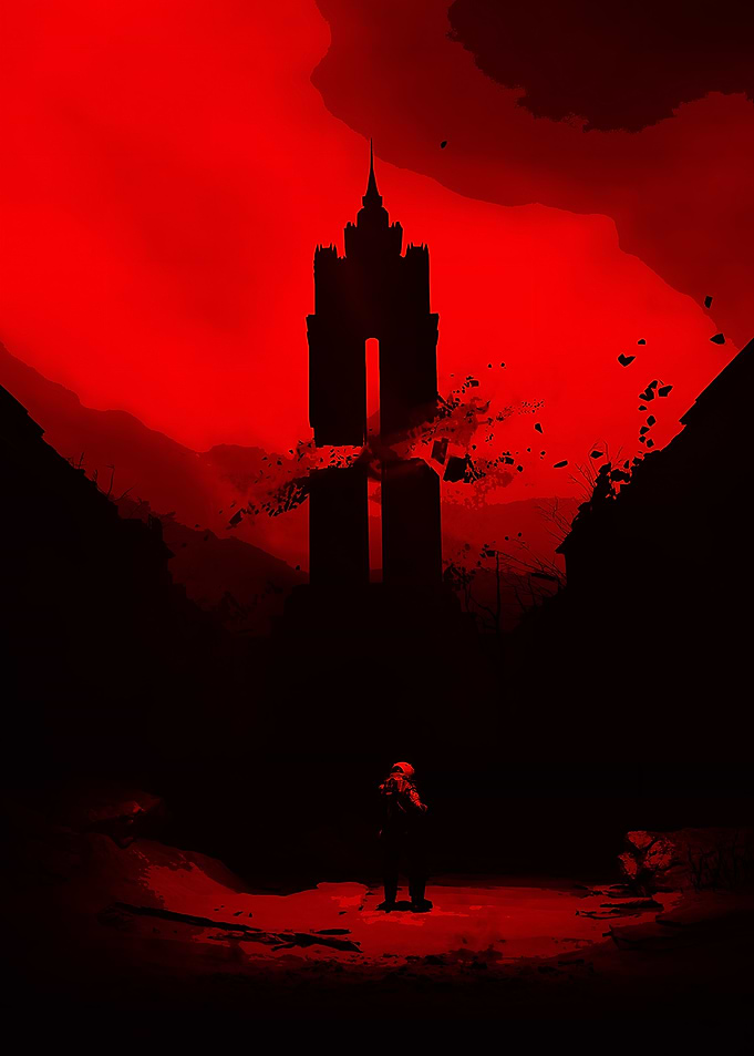 Dark Tower and Lone Figure