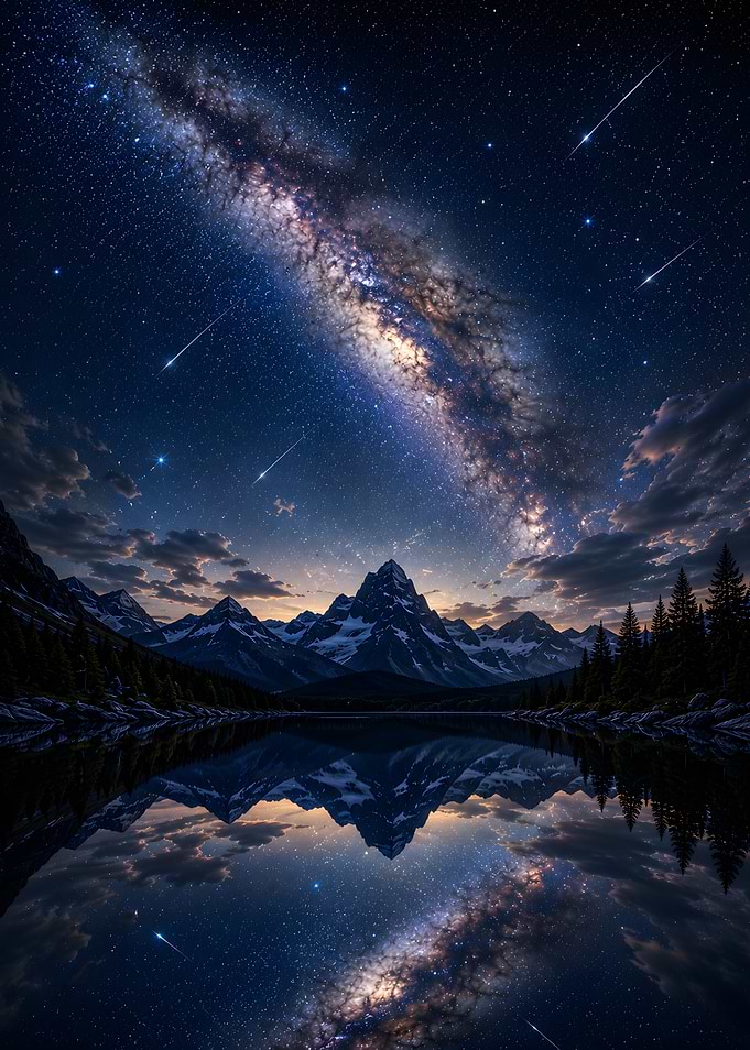 Milky Way Over Mountain Lake