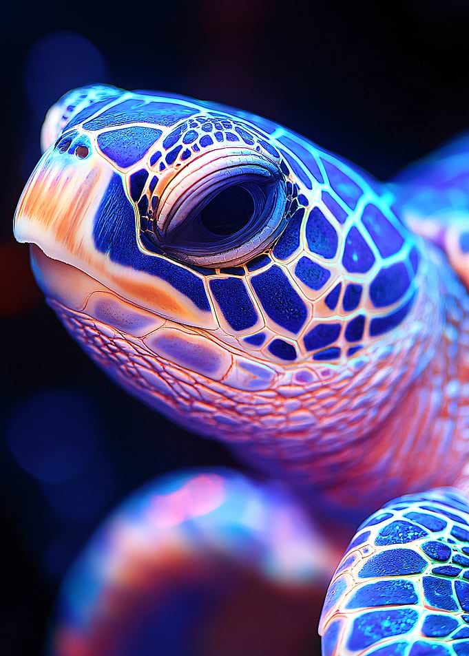 Close-up of a Bioluminescent Sea Turtle