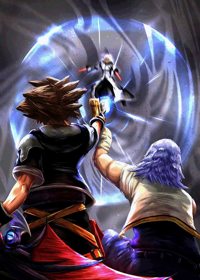 Sora and Riku in battle