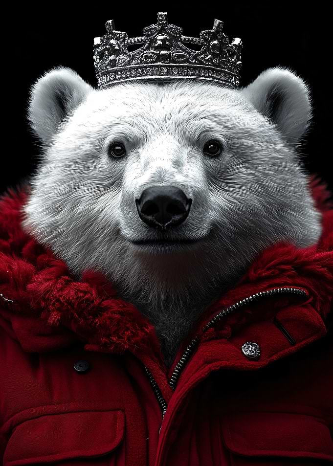 Polar Bear King in Red Coat