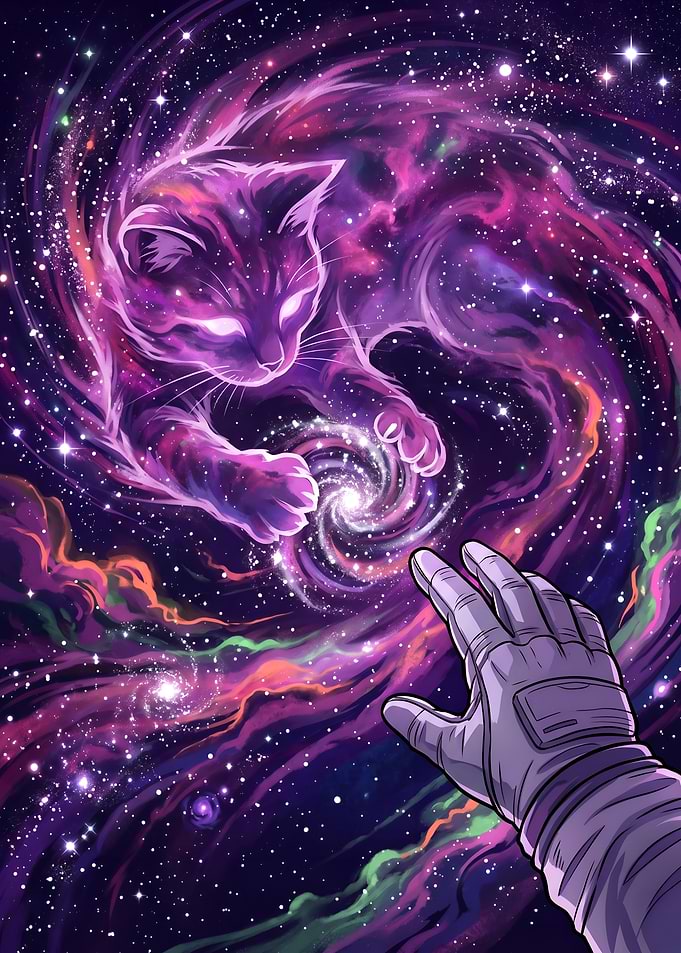 Cosmic Cat and Astronaut Space Exploration