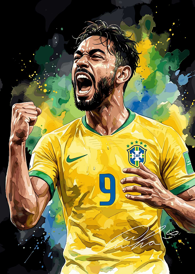 Brazilian Football Player Celebrating