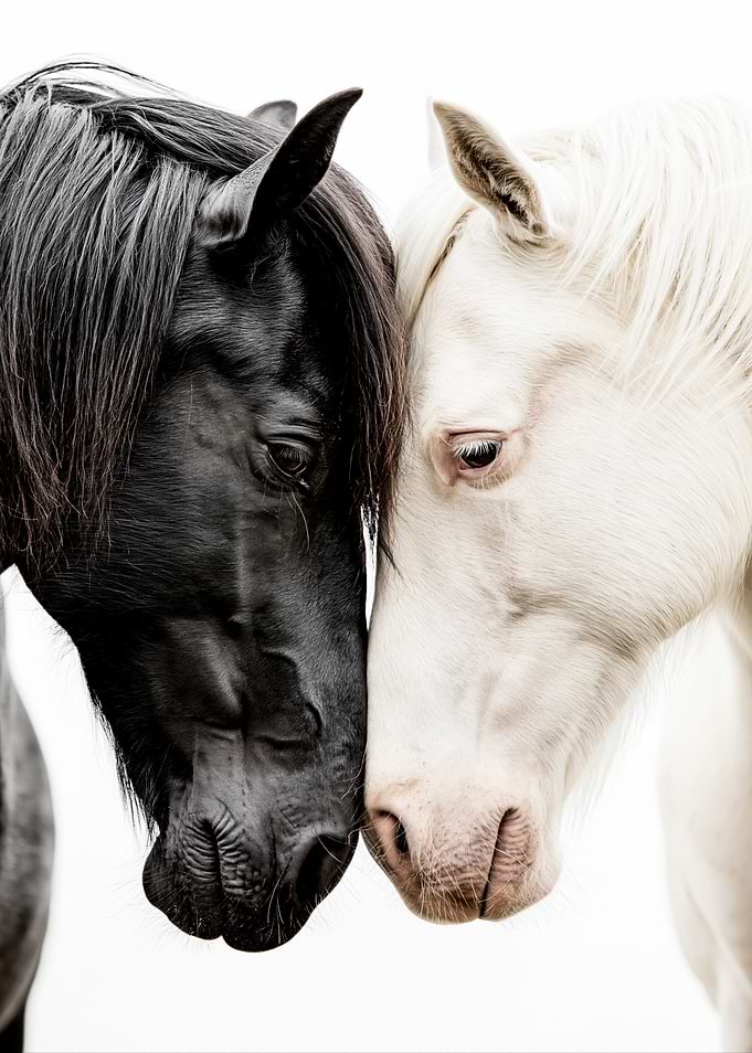 Black and White Horses Together