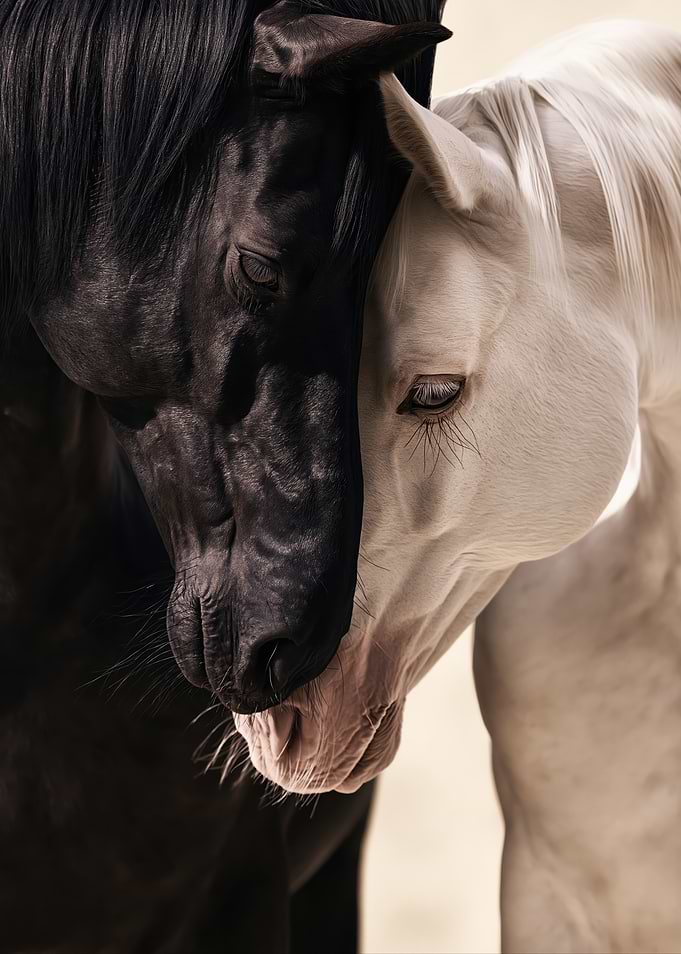Black and White Horses Together